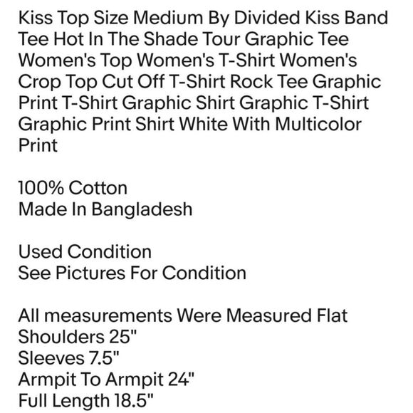 Kiss Top Size Medium By Divided Kiss Band Tee Hot In The Shade Tour Graphic Tee - Picture 2 of 7